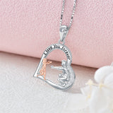 925 Sterling Silver Father Daughter Necklace Heart Pendant Necklace Father Daughter gifts for Women