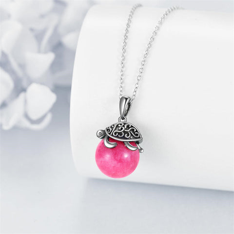 925 Sterling Silver Animal Necklace with Rose Quartz