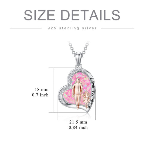 925 Sterling Silver Father Daughter Heart Pendant Necklace from Dad I Love You Forever Jewelry