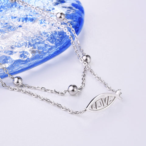 Womens Anklet 925 Sterling Silver  Layered Anklet Bracelet Dainty Beaded Chain Anklet Adjustable 11" Anklet for Women