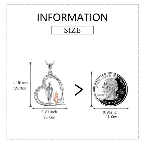 925 Sterling Silver Father Daughter Heart Pendant Necklace from Dad I Love You Forever Jewelry