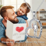 925 Sterling Silver Father Daughter Heart Pendant Necklace from Dad I Love You Forever Jewelry