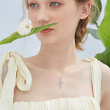 Bee/Hummingbird/Butterfly Necklace Cross Jewelry Gifts 925 Sterling Silver Cross Pendant Necklace for Her Women Girls