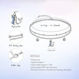 Womens Anklet 925 Sterling Silver  Layered Anklet Bracelet Dainty Beaded Chain Anklet Adjustable 11" Anklet for Women
