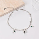 Anklet Bracelets for Women 925 Sterling Silver Panda Double Layer Anklet Adjustable 9 to 10 Inches Flexible Fit Anklets