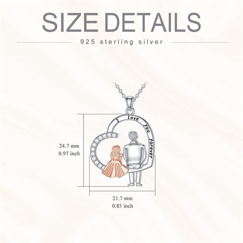 925 Sterling Silver Father Daughter Heart Pendant Necklace from Dad I Love You Forever Jewelry