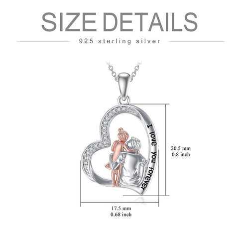 925 Sterling Silver Father Daughter Heart Pendant Necklace from Dad I Love You Forever Jewelry