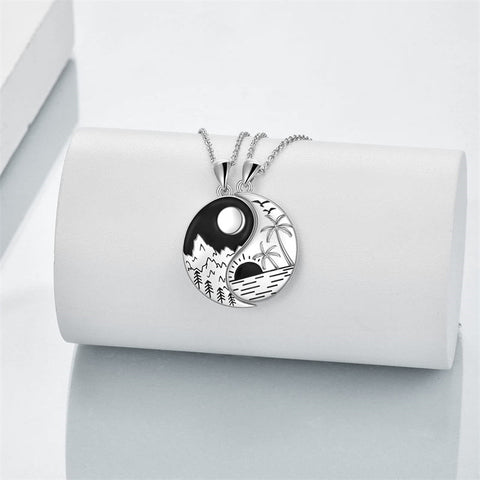 Yin Yang Necklace Sun Moon Sterling Silver Couple Necklaces Matching Couples Jewelry For Women Men Gift