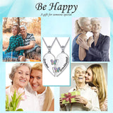 925 Sterling Silver Mother Daughter Granddaughter Family Heart Pendant Necklace Jewelry From Mom Grandmother