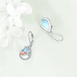 925 Sterling Silver Sloth/Elephant Drop Dangle Leverback Earrings Moonstone Anniversary Birthday Jewelry Gifts for Women Girls
