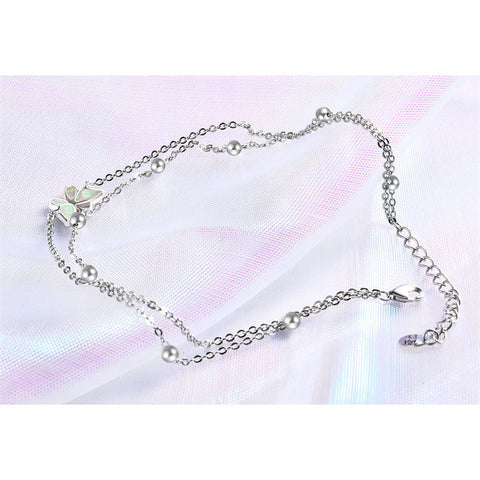 Womens Anklet 925 Sterling Silver  Layered Anklet Bracelet Dainty Beaded Chain Anklet Adjustable 11" Anklet for Women