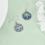Tree of Life Earrings Sterling Silver Celtic Tree of Life Abalone Shell Dangle Drop Earrings for Women Jewelry