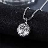 925 Sterling Silver Tree of Life Cremation Jewelry  Urn Necklace for Ashes for Men with 2.5mm 22"+2" Rolo Chain