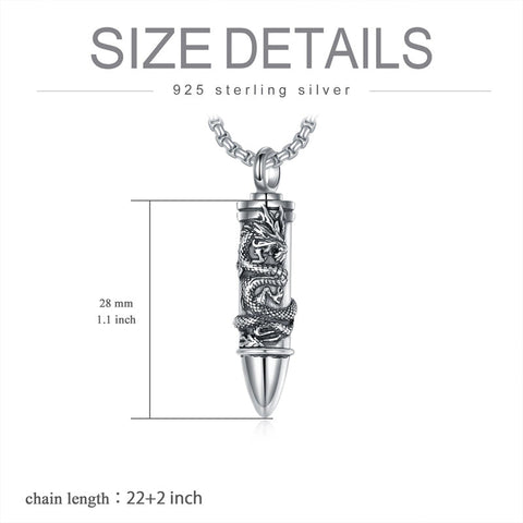 Ashes Keepsake Necklace 925 Sterling Silver Dragon Pendant Urn Cremation Jewelry for Women Men Birthday Valentine's Day Mother's Day Gift