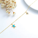 14K Gold Sea Turtle Anklet for Women  Layered Ankle Bracelet Real Gold Beach Foot Jewelry for Her