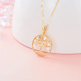 14k Solid Gold Tree of Life Necklace for Women Family Tree Pendant Necklaces for Women Love Heart Tree of Life Jewelry for Women 16"-18"