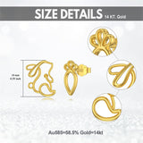 14k Soild Gold  Bunny Stud Earrings for Women Cute Animal Leverback Earrings Bunny Earrings Studs Rabbit Jewelry  Gifts for Women Mom Girls Friends