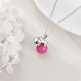925 Sterling Silver Animal Necklace with Rose Quartz