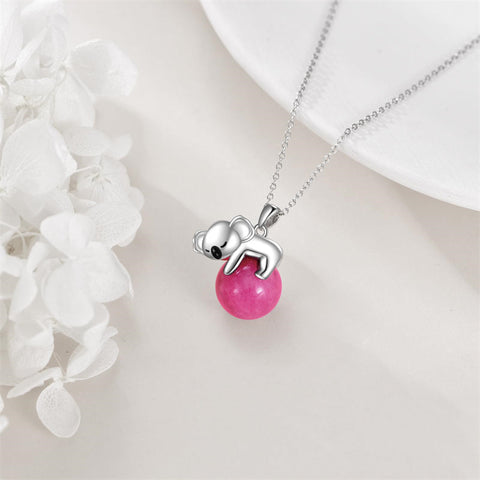 925 Sterling Silver Animal Necklace with Rose Quartz
