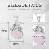 925 Silver Dragon/ Wyvern Rose Quartz Necklace Silver Phoenix Necklace Gift for Women
