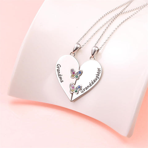 925 Sterling Silver Mother Daughter Granddaughter Family Heart Pendant Necklace Jewelry From Mom Grandmother