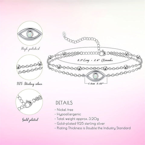Womens Anklet 925 Sterling Silver  Layered Anklet Bracelet Dainty Beaded Chain Anklet Adjustable 11" Anklet for Women