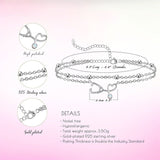 Womens Anklet 925 Sterling Silver  Layered Anklet Bracelet Dainty Beaded Chain Anklet Adjustable 11" Anklet for Women