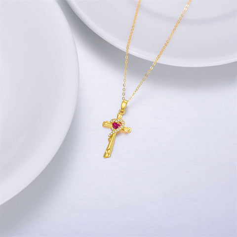 14K Real Gold Cross Necklace for Women Teen Girls,Yellow Gold Crucifix Cross Pendant Necklace Cross Jewelry Gifts for Birthday Christmas Day