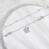 Womens Anklet 925 Sterling Silver  Layered Anklet Bracelet Dainty Beaded Chain Anklet Adjustable 11" Anklet for Women