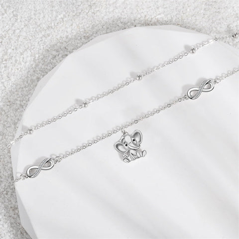Womens Anklet 925 Sterling Silver  Layered Anklet Bracelet Dainty Beaded Chain Anklet Adjustable 11" Anklet for Women