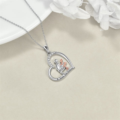 925 Sterling Silver Father Daughter Heart Pendant Necklace from Dad I Love You Forever Jewelry
