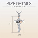Bee/Hummingbird/Butterfly Necklace Cross Jewelry Gifts 925 Sterling Silver Cross Pendant Necklace for Her Women Girls