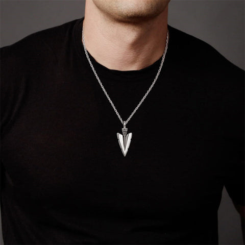 Arrow Necklace for Men 925 Sterling Silver Amulet Pendant Jewellery Birthday Gifts for Women Unisex 20+2‘’ Stainless Steel Chain