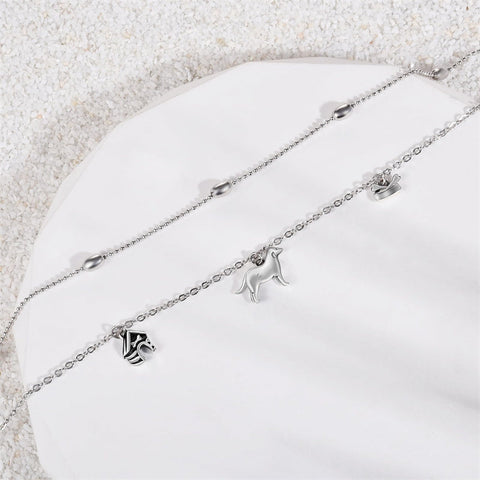 Womens Anklet 925 Sterling Silver  Layered Anklet Bracelet Dainty Beaded Chain Anklet Adjustable 11" Anklet for Women