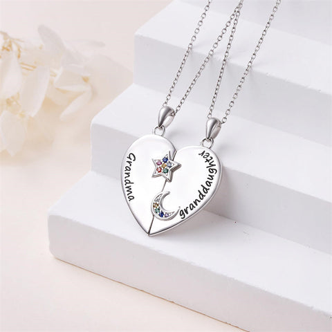 925 Sterling Silver Mother Daughter Granddaughter Family Heart Pendant Necklace Jewelry From Mom Grandmother