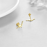 14k Gold Dinosaur Earrings for Women Girls Hypoallergenic