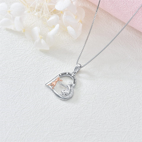925 Sterling Silver Father Daughter Necklace Heart Pendant Necklace Father Daughter gifts for Women