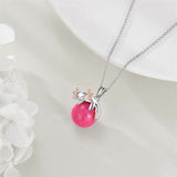 925 Sterling Silver Animal Necklace with Rose Quartz
