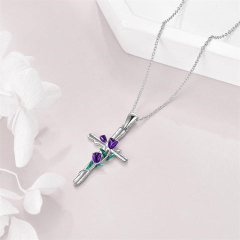 Tulips Necklace Sterling Silver  Flower Tulips Jewelry Mother's Day Gifts for Mom