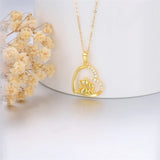 14K Solid Gold Cat Necklace for Women Cat Lover Gift Eternal Love Heart Necklace for Wife Girlfriend and Mom