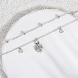 Womens Anklet 925 Sterling Silver  Layered Anklet Bracelet Dainty Beaded Chain Anklet Adjustable 11" Anklet for Women