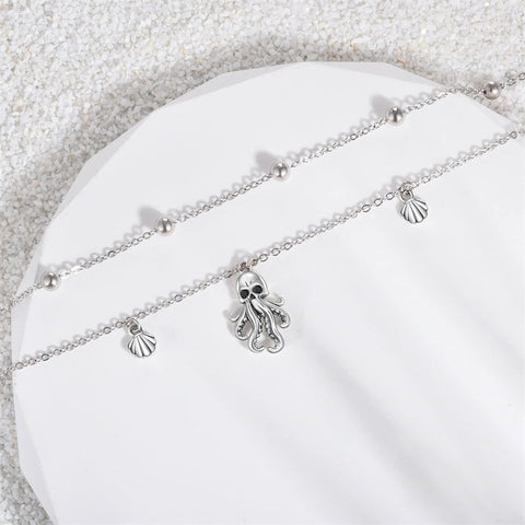 Womens Anklet 925 Sterling Silver  Layered Anklet Bracelet Dainty Beaded Chain Anklet Adjustable 11" Anklet for Women