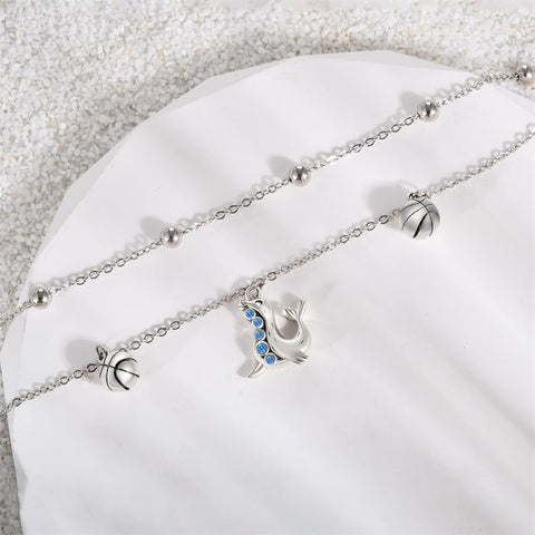 Womens Anklet 925 Sterling Silver  Layered Anklet Bracelet Dainty Beaded Chain Anklet Adjustable 11" Anklet for Women