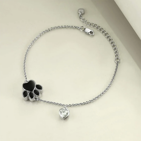 Ashe Bracelets for Women Sterling Silver Paw Print Urn Cremation Jewelry Pet Ashes for Women Keepsake Bracelet