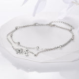 Womens Anklet 925 Sterling Silver  Layered Anklet Bracelet Dainty Beaded Chain Anklet Adjustable 11" Anklet for Women