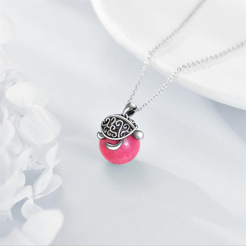 925 Sterling Silver Animal Necklace with Rose Quartz