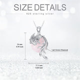 925 Silver Dragon/ Wyvern Rose Quartz Necklace Silver Phoenix Necklace Gift for Women