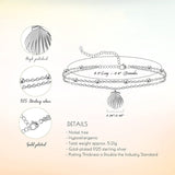 Womens Anklet 925 Sterling Silver  Layered Anklet Bracelet Dainty Beaded Chain Anklet Adjustable 11" Anklet for Women