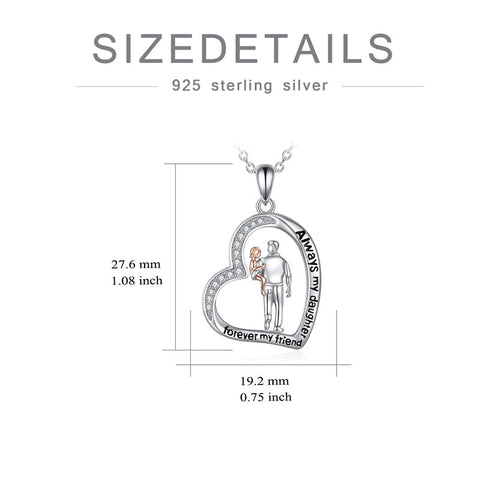 925 Sterling Silver Father Daughter Heart Pendant Necklace from Dad I Love You Forever Jewelry