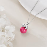 925 Sterling Silver Animal Necklace with Rose Quartz